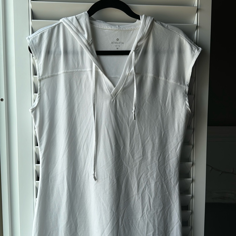 Athleta White Wickit Dress with Hoodie Swim Coverup Medium